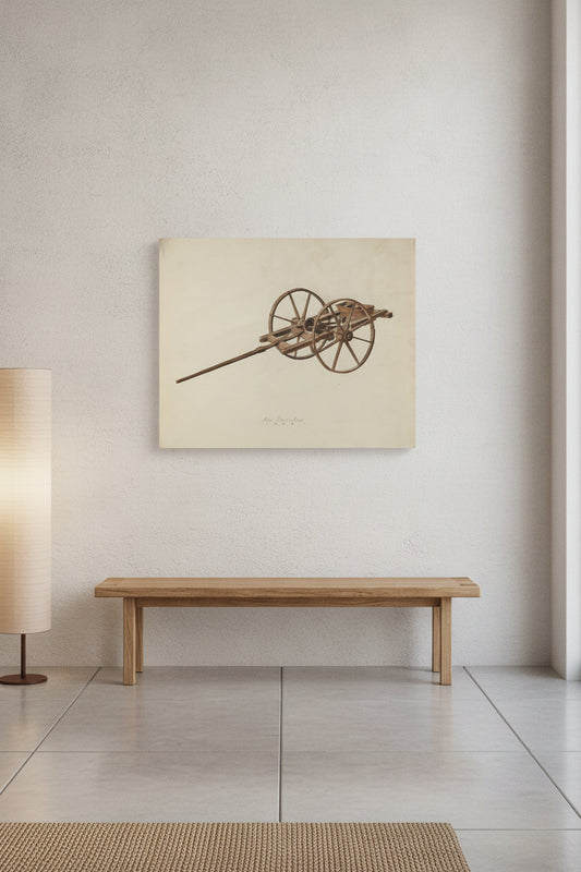 Model Potato Planter — framed art in a styled interior