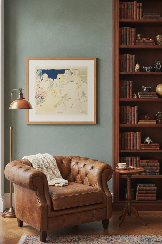 Irish and American Bar, rue Royale — framed art in a styled interior