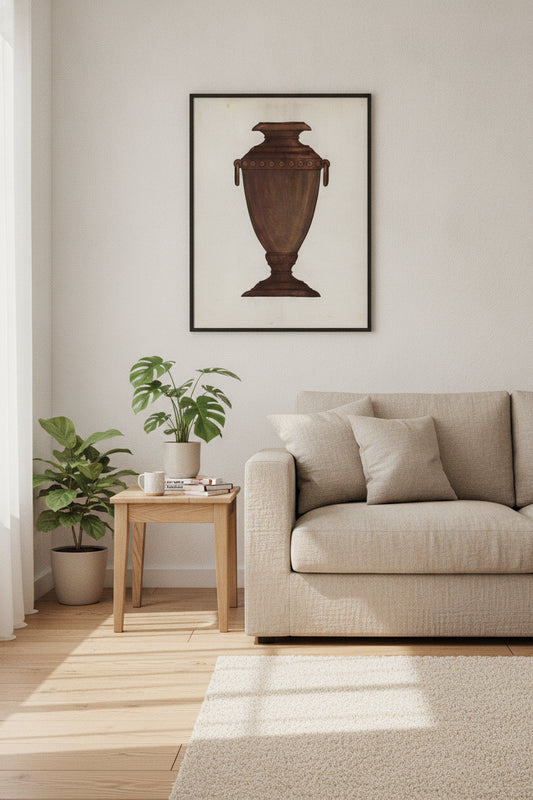 Rosewood Vase — framed art in a styled interior