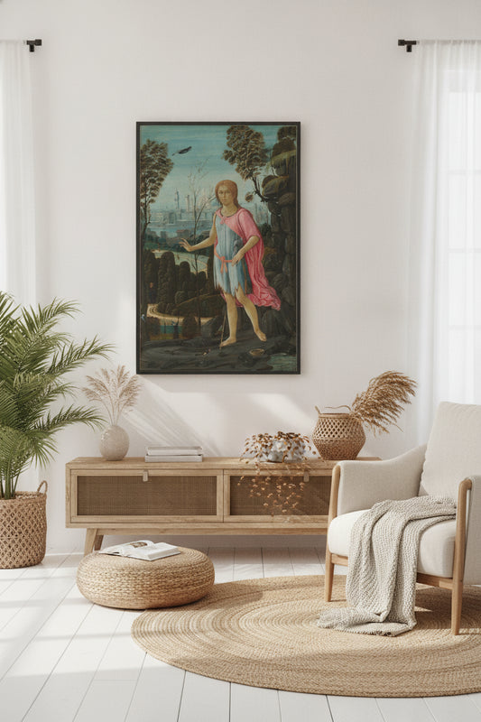 Saint John the Baptist — framed art in a styled interior