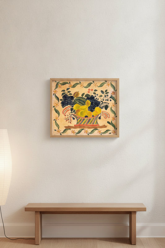 Basket of Fruit — framed art in a styled interior