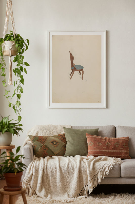 Rosewood Chair — framed art in a styled interior