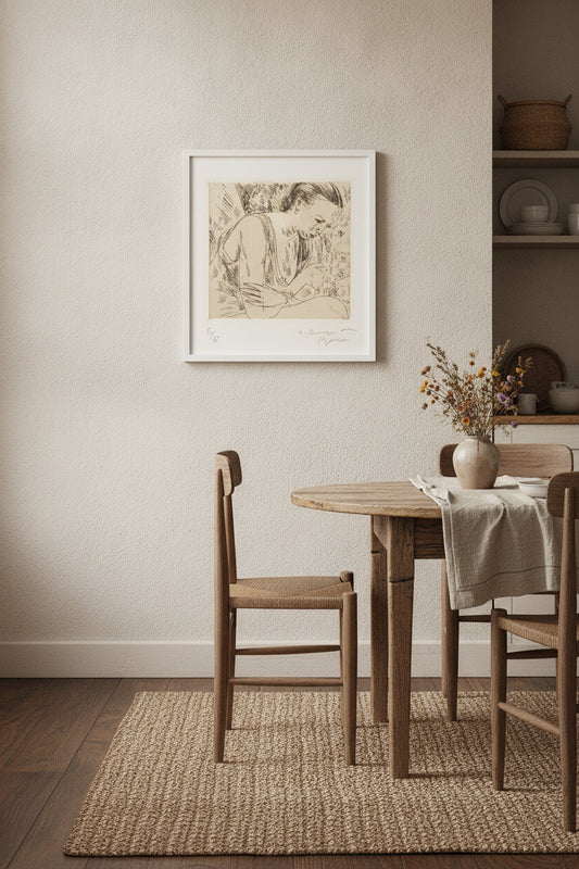Fernande with Arms Crossed, Second Plate (Fernande les mains croisees (planche moyenn — framed art in a styled interior