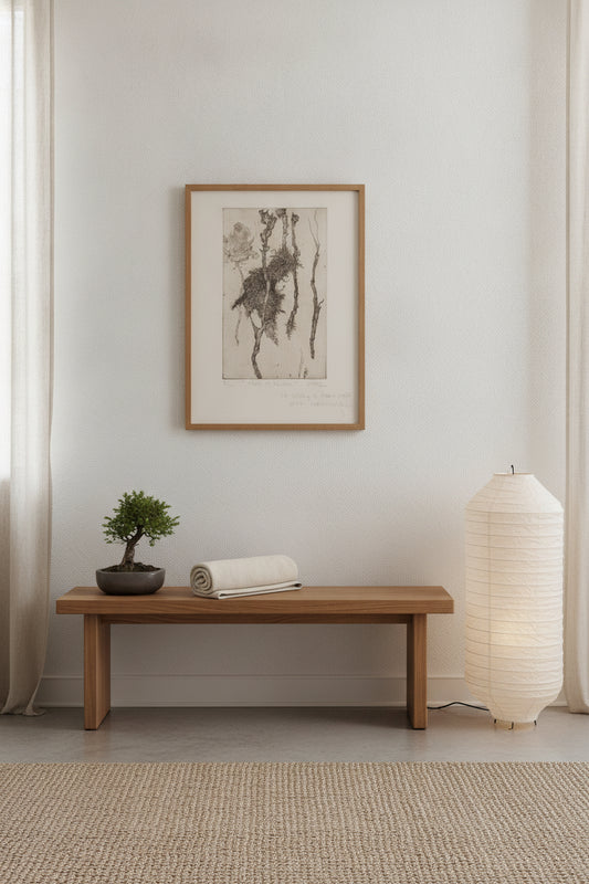Fleur et Racines (Flower and Roots) — framed art in a styled interior