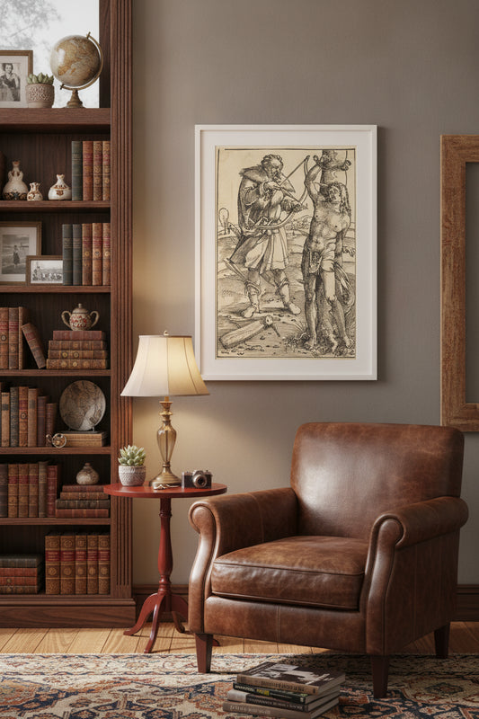 The Martyrdom of Saint Sebastian — framed art in a styled interior