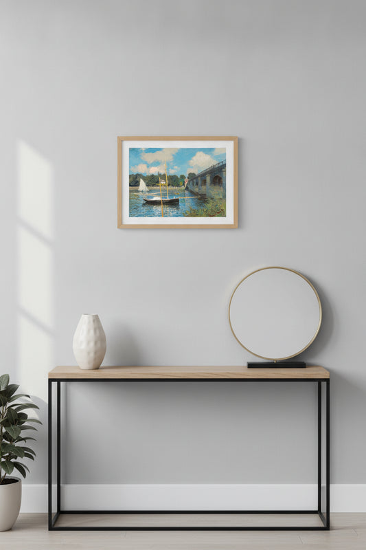 The Bridge at Argenteuil — framed art in a styled interior