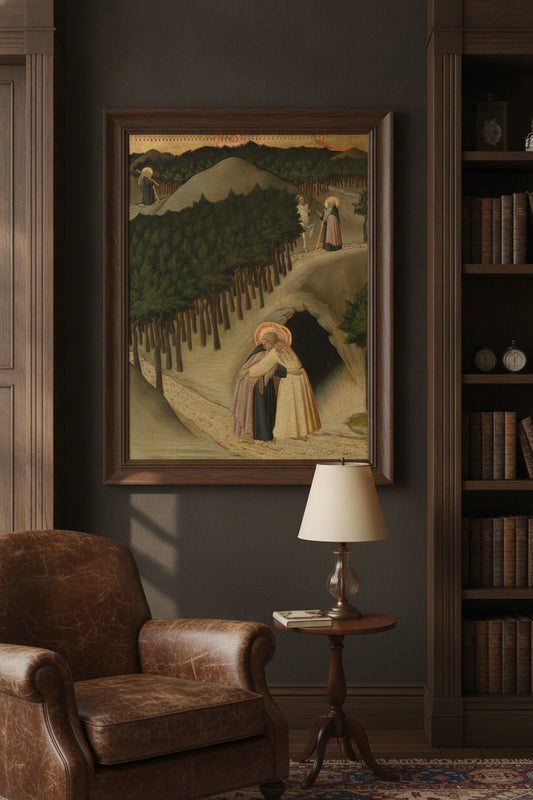 The Meeting of Saint Anthony and Saint Paul — framed art in a styled interior