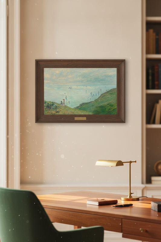 Cliffs at Pourville — framed art in a styled interior