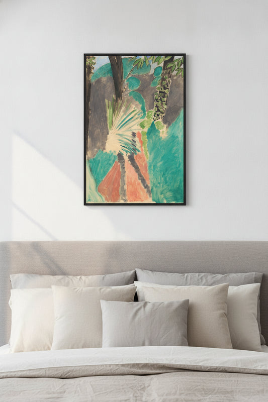 Palm Leaf, Tangier — framed art in a styled interior
