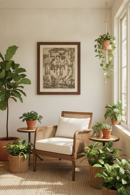 Fruit Bearers — framed art in a styled interior