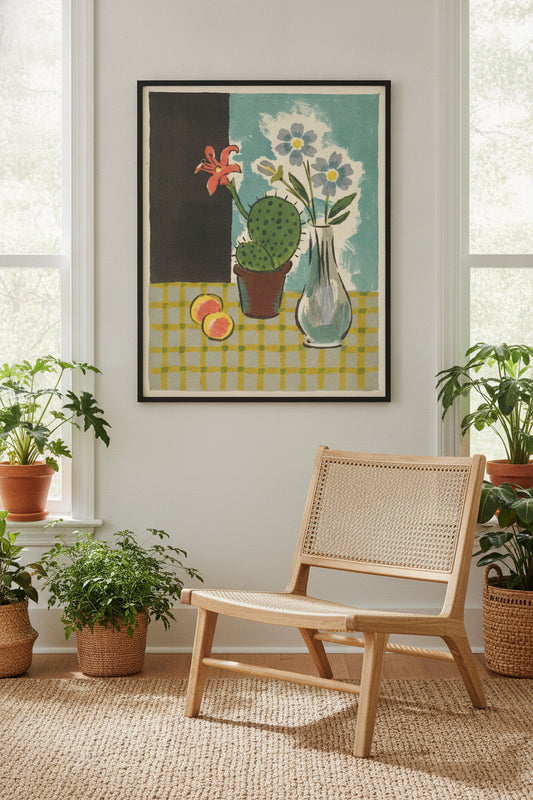 Still Life with Cactus — framed art in a styled interior