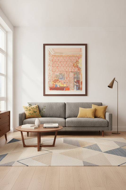 Interior with Pink Wallpaper I (Interieur aux tentures roses I) — framed art in a styled interior