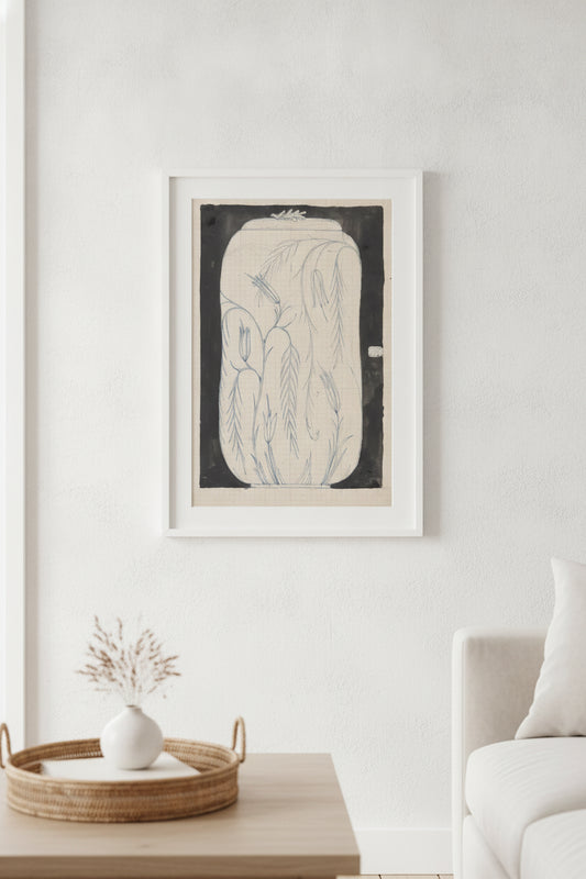 Jar with Floral Design — framed art in a styled interior