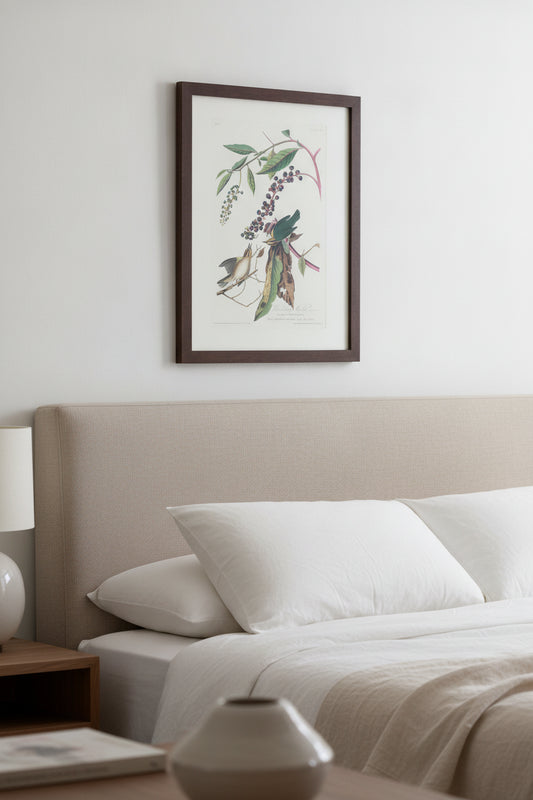Worm-eating Warbler — framed art in a styled interior