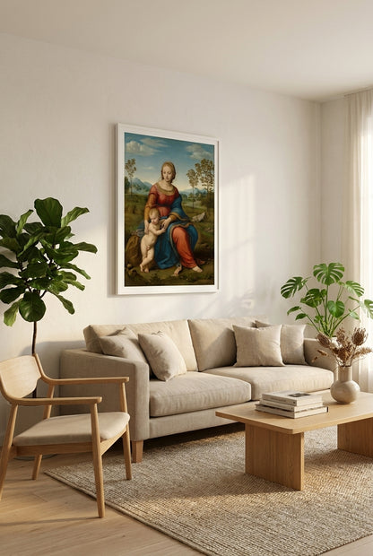 Venus and Cupid in a Landscape — framed art in a styled interior