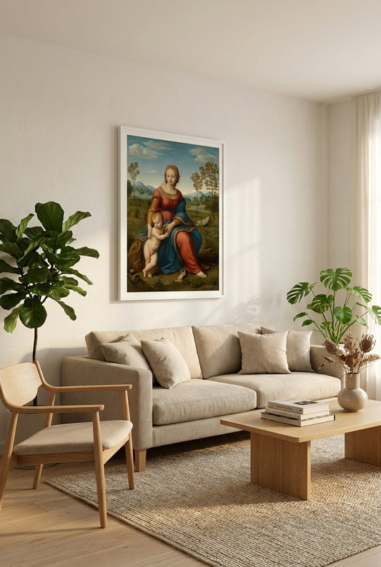 Venus and Cupid in a Landscape — framed art in a styled interior