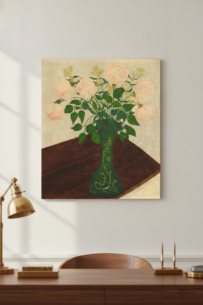 Pink Roses — framed art in a styled interior