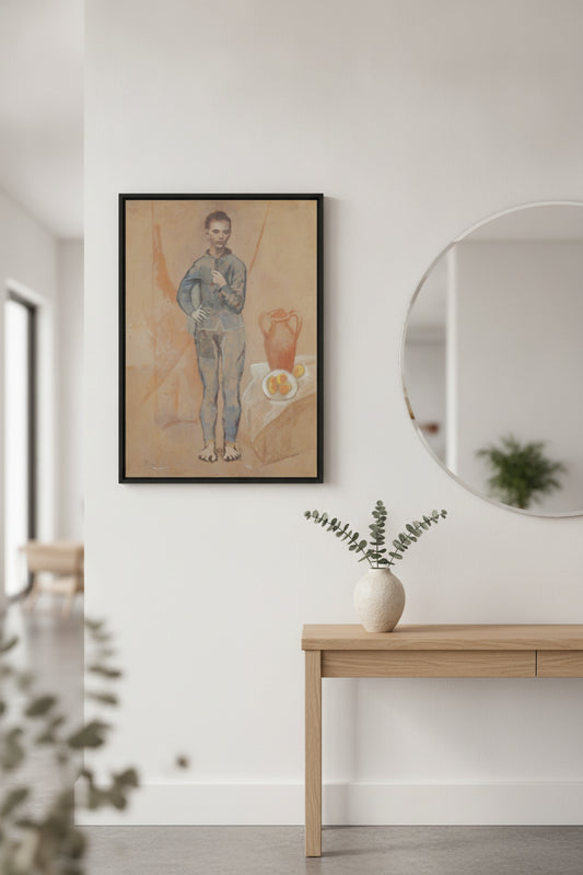 Juggler with Still Life — framed art in a styled interior
