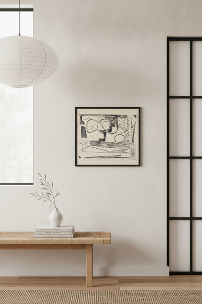 Grey Still Life — framed art in a styled interior