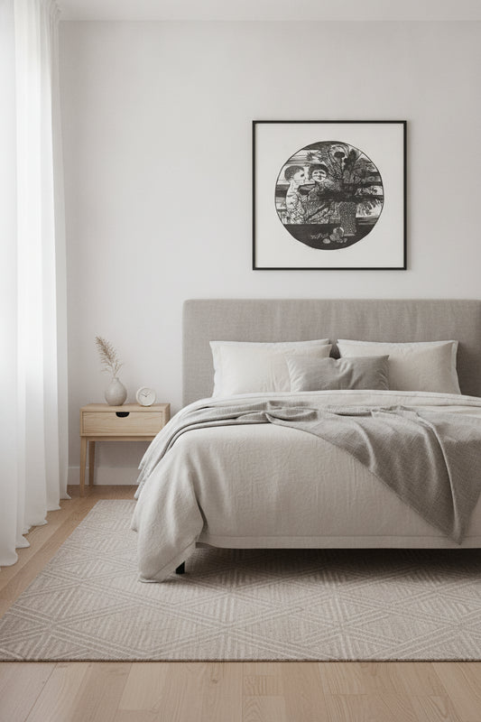 Children and Still Life — framed art in a styled interior