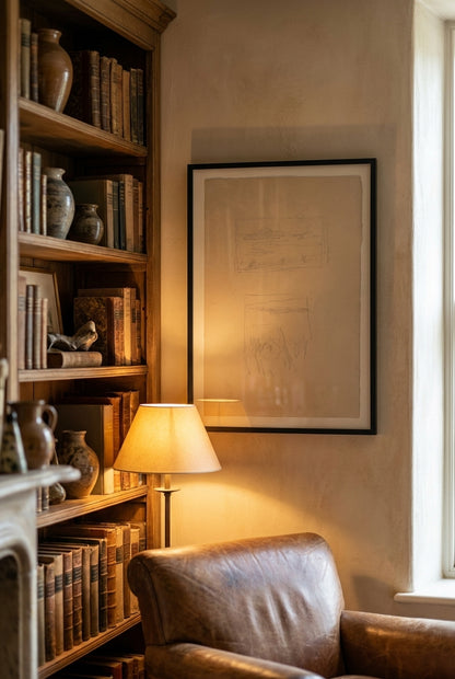 Two Sketches of Landscape Pictures hung at the Society of British Artists — framed art in a styled interior