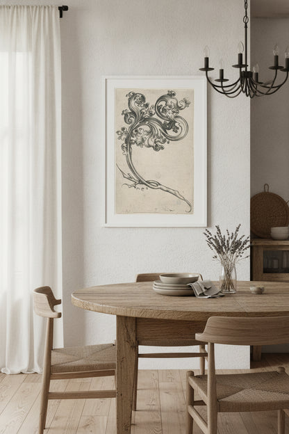 Leaf Ornament — framed art in a styled interior
