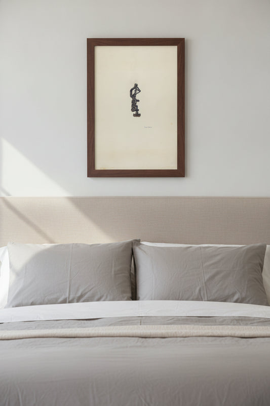 Sewing Bird — framed art in a styled interior