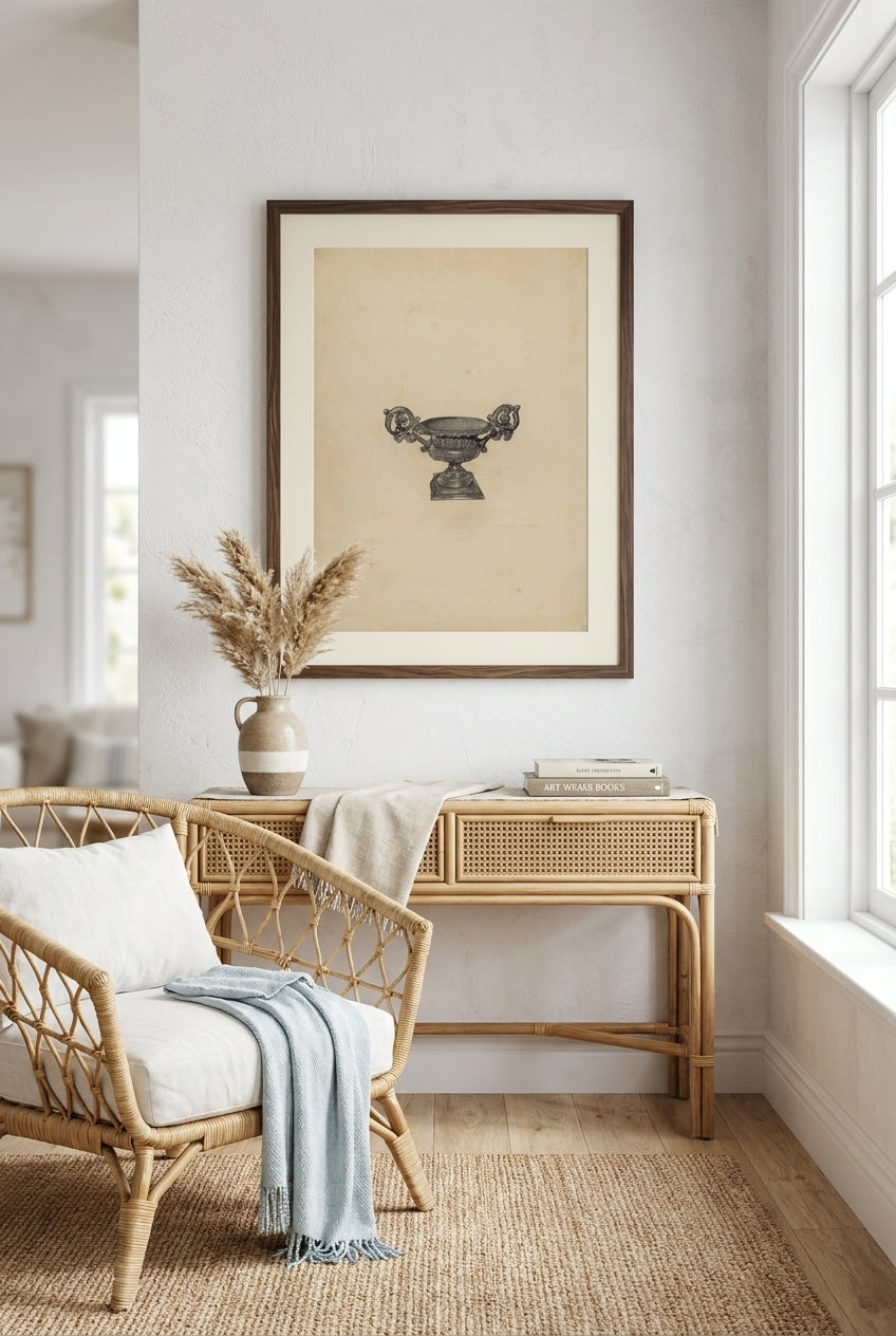 Urn for Flowers — framed art in a styled interior