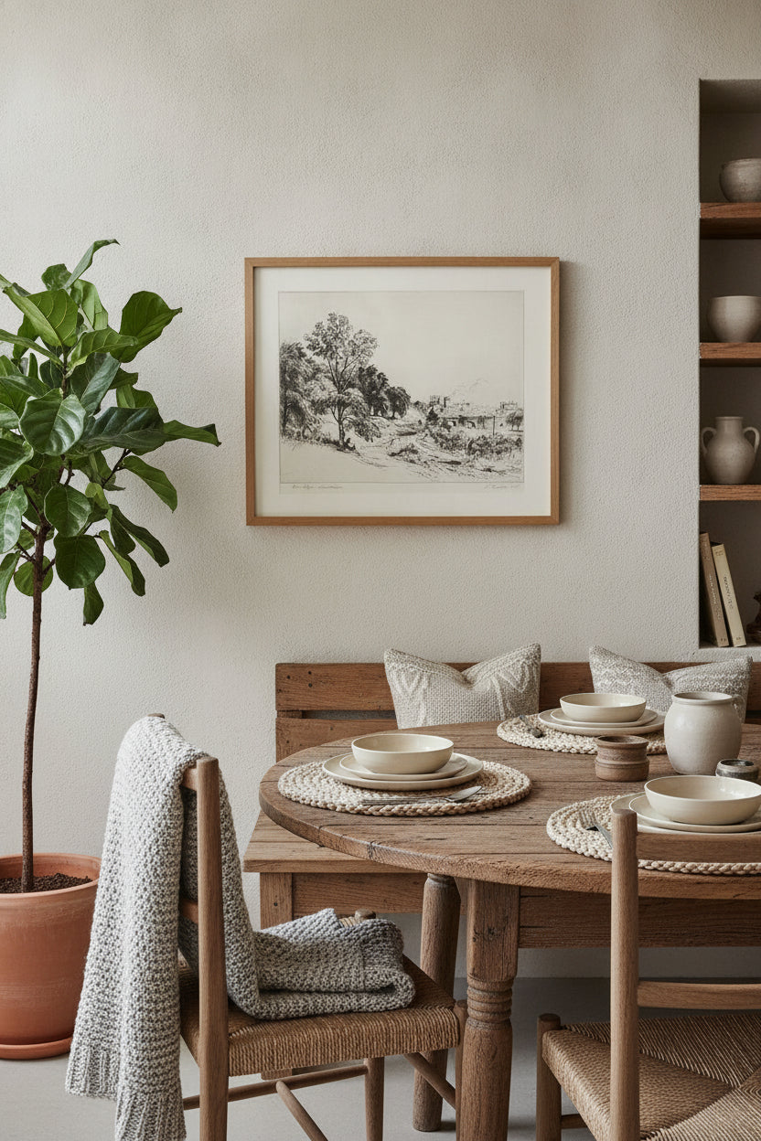 Brooklyn Landscape — framed art in a styled interior