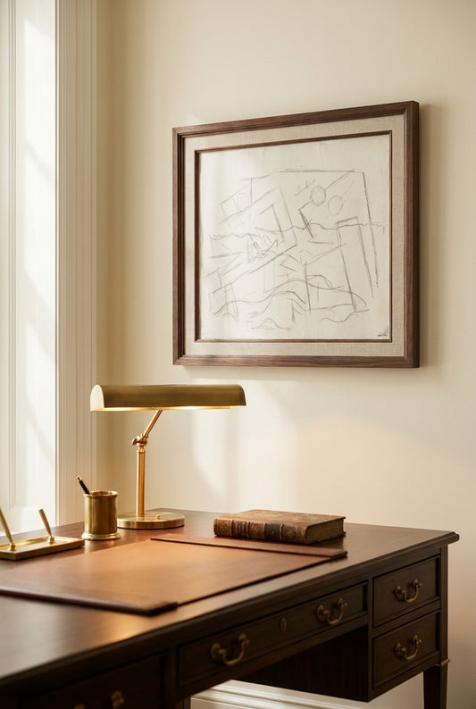 Seascape with Boat — framed art in a styled interior