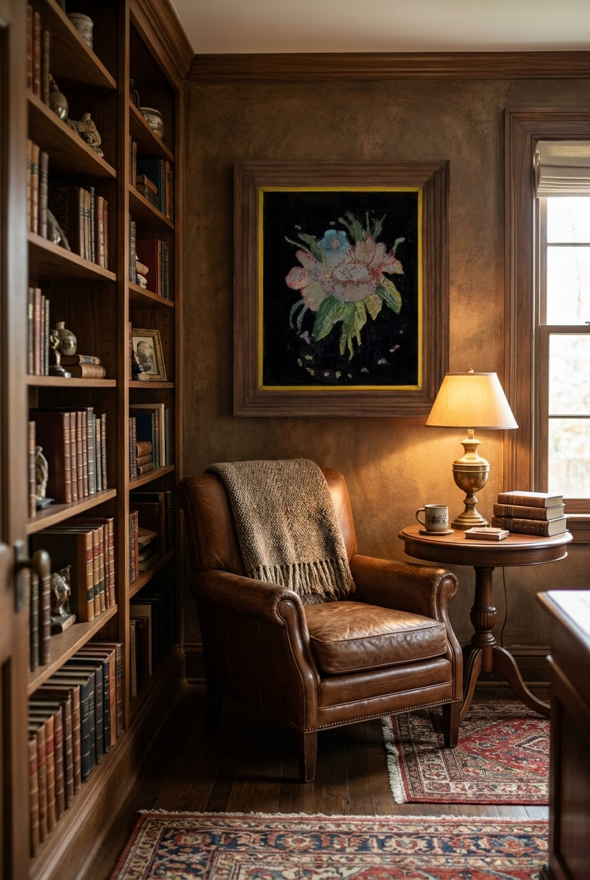Tin Foil Flower (Painting) — framed art in a styled interior