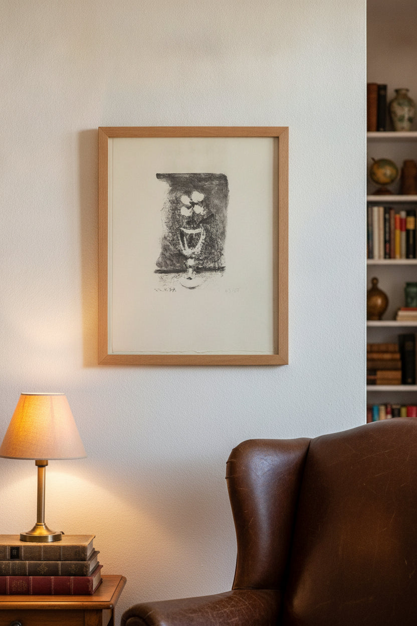 Fleurs dans un verre (Flowers in a Glass) — framed art in a styled interior
