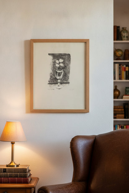 Fleurs dans un verre (Flowers in a Glass) — framed art in a styled interior