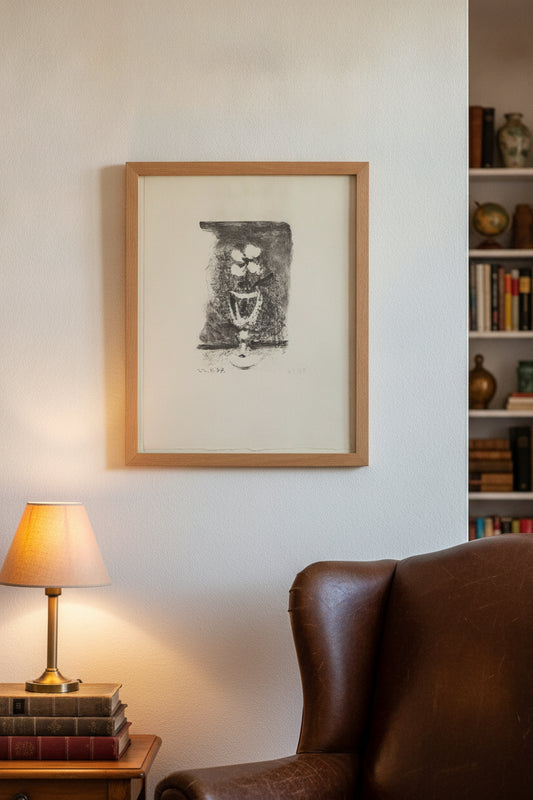 Fleurs dans un verre (Flowers in a Glass) — framed art in a styled interior
