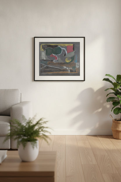 Grey Still Life — framed art in a styled interior