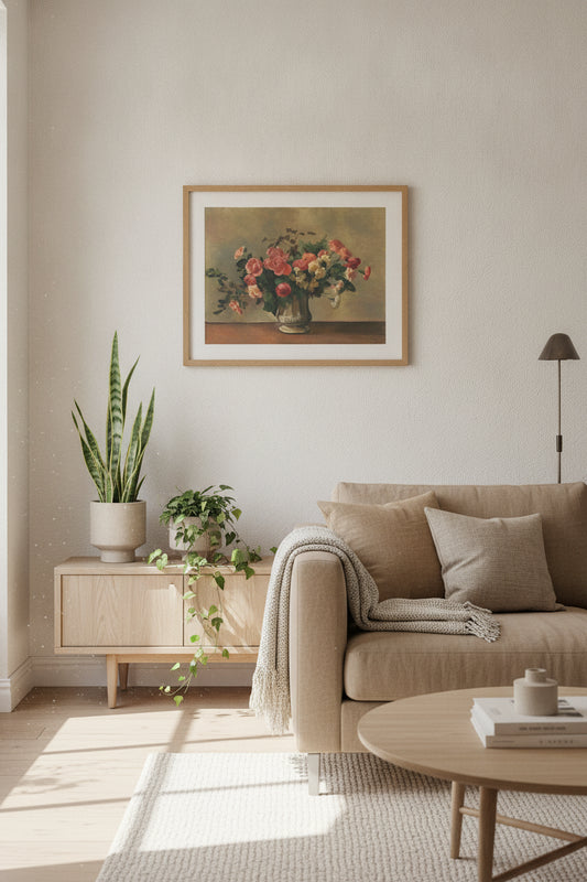 Flowers in a Vase — framed art in a styled interior
