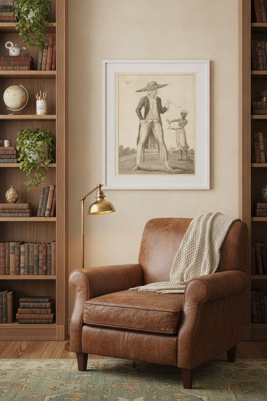 A Surinam Planter in his Morning Dress — framed art in a styled interior
