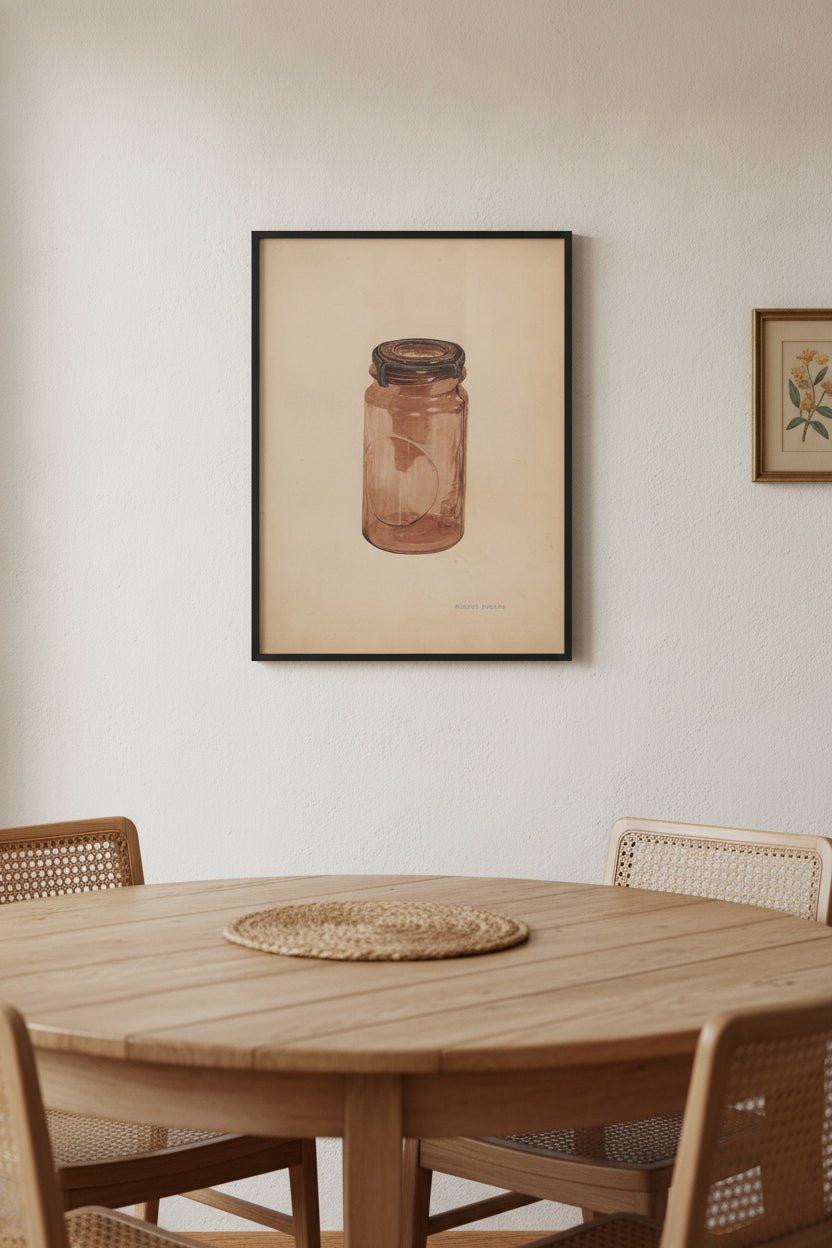 Glass Fruit Jar — framed art in a styled interior