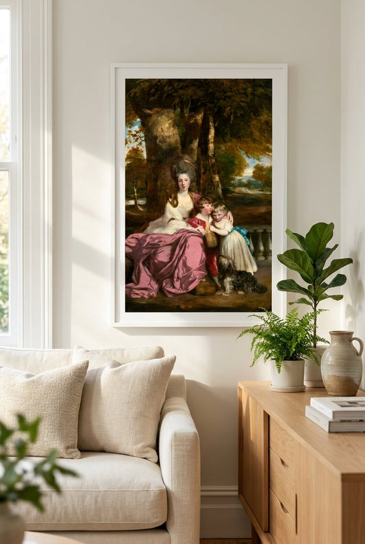 Lady Elizabeth Delmé and Her Children — framed art in a styled interior