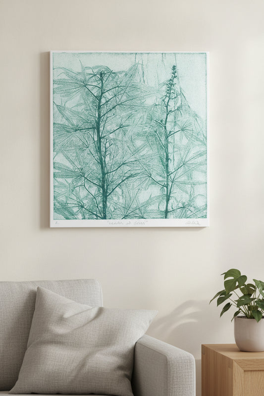 Leaves of Grass — framed art in a styled interior