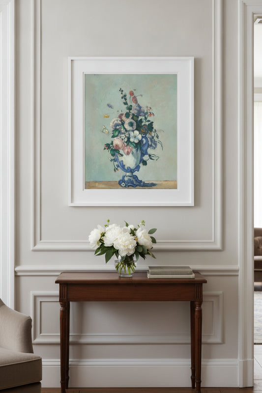 Flowers in a Rococo Vase — framed art in a styled interior