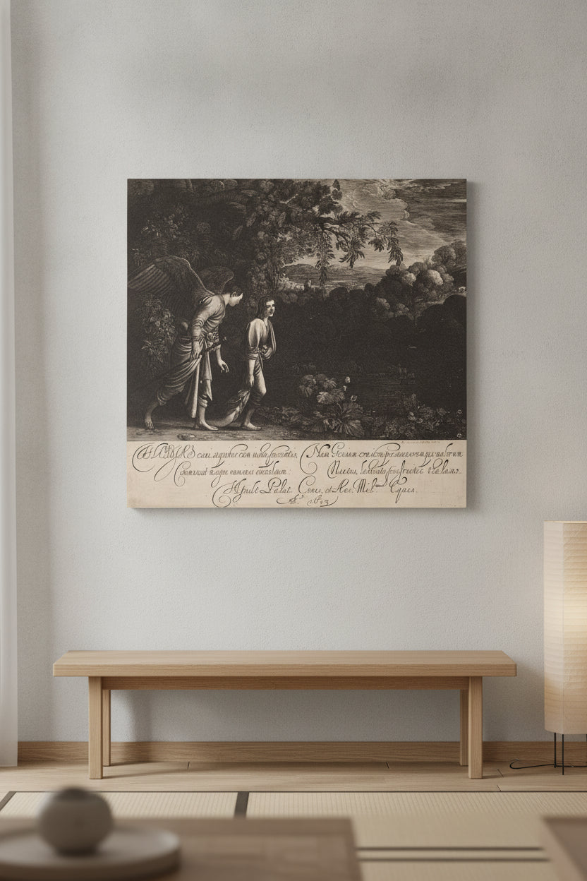 Tobias and the Angel (The Large Tobias) — framed art in a styled interior