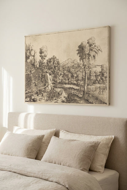 Landscape with a Vineyard — framed art in a styled interior