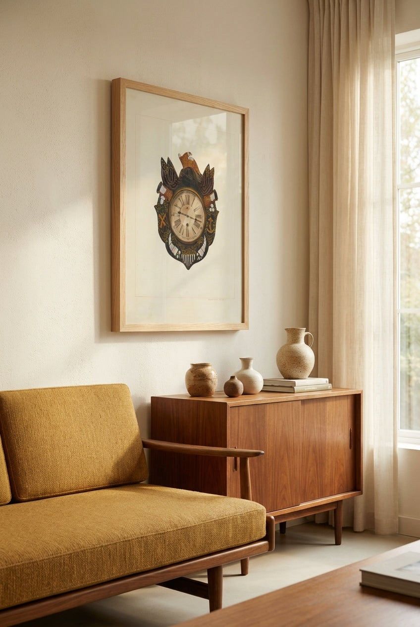 Eight Day Marine Clock — framed art in a styled interior