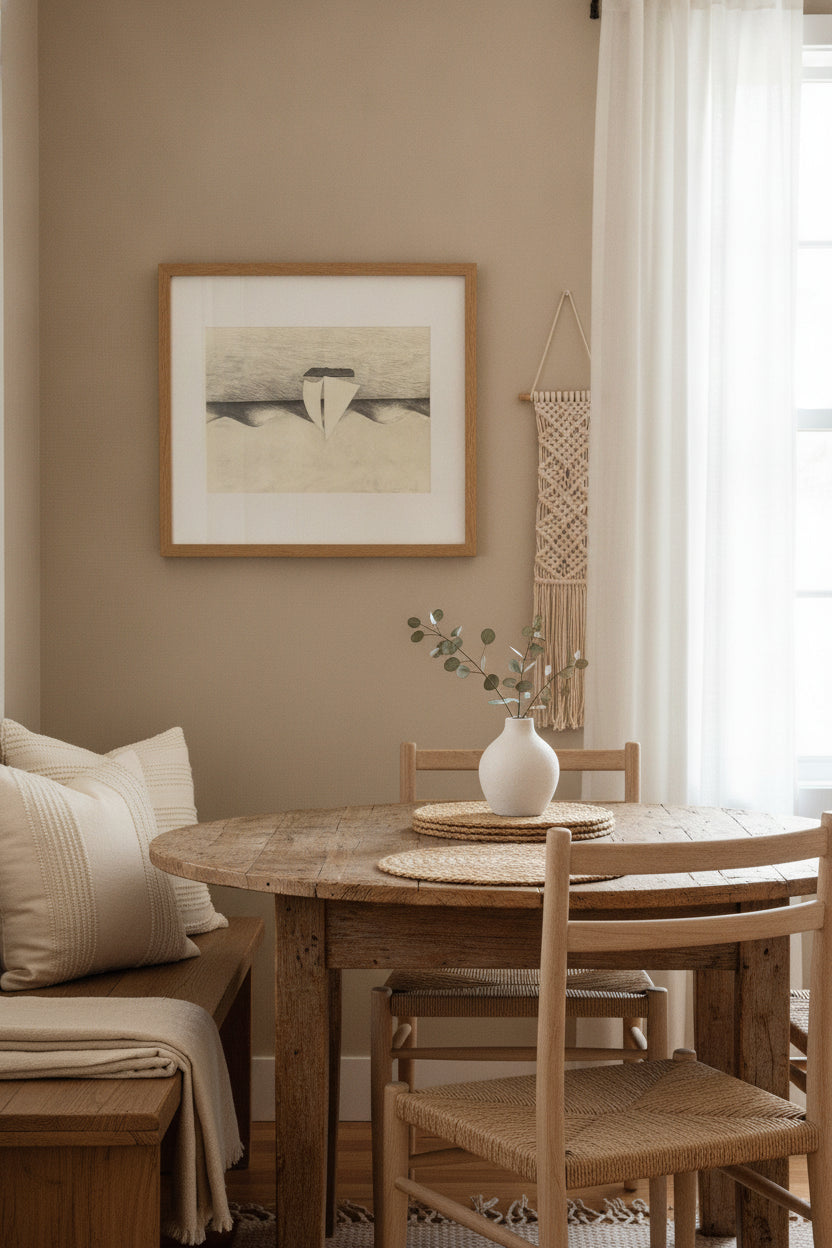 Seascape — framed art in a styled interior