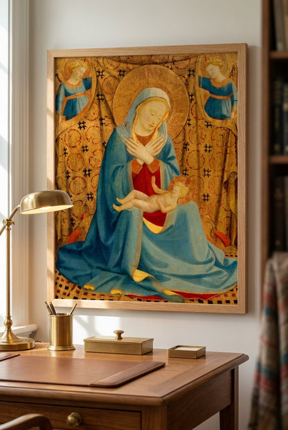 The Madonna of Humility — framed art in a styled interior