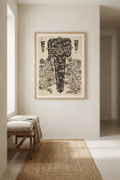 Pendant Embellished with Flowers — framed art in a styled interior