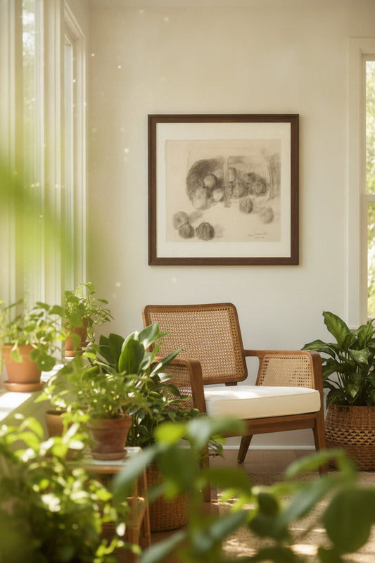 Still Life (Apples and Basket) — framed art in a styled interior