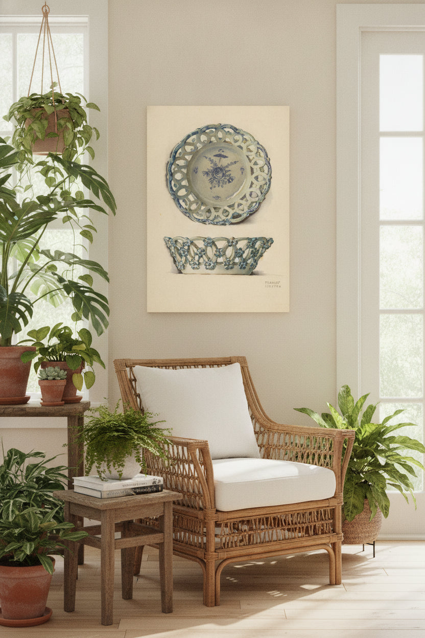 Fruit Basket — framed art in a styled interior
