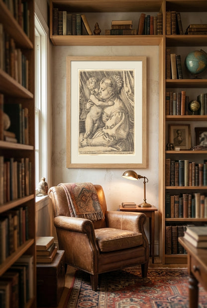 Madonna with Flower Vase — framed art in a styled interior